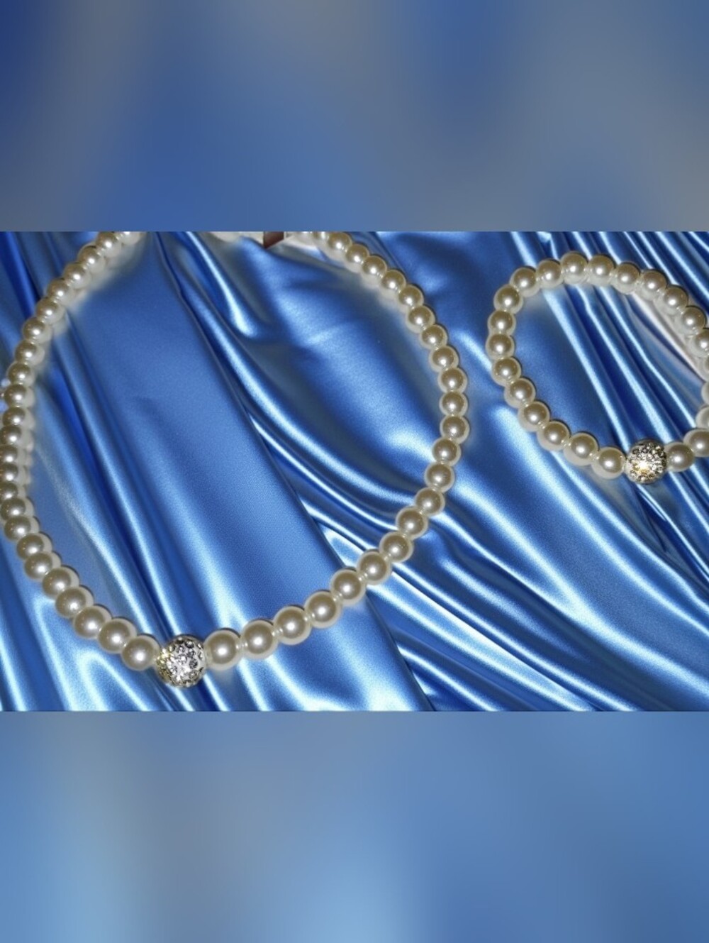 Pearl & Crystal Necklace With Matching Bracelet